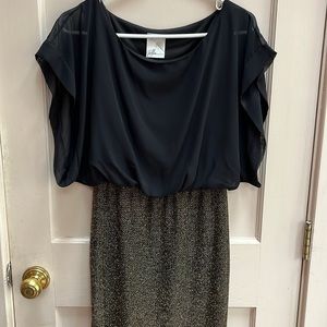 Black and gold dressy evening out, cocktail party, fun dress!
